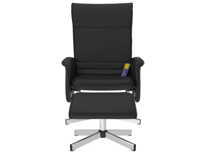 Fauteuil inclinable de massage avec repose-pied noir similicuir