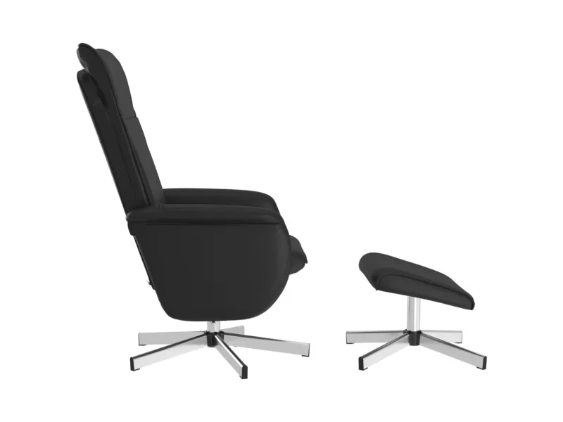 Fauteuil inclinable de massage avec repose-pied noir similicuir