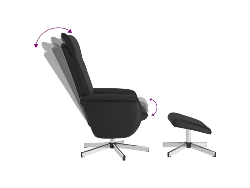 Fauteuil inclinable de massage avec repose-pied noir similicuir