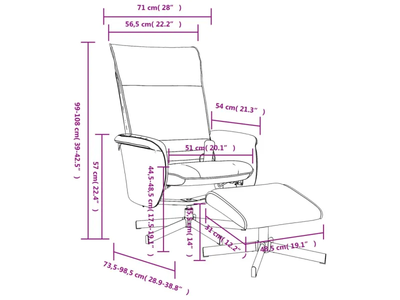 Fauteuil inclinable de massage avec repose-pied noir similicuir