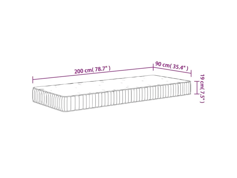Matelas à ressorts ensachés moyen 90x200 cm