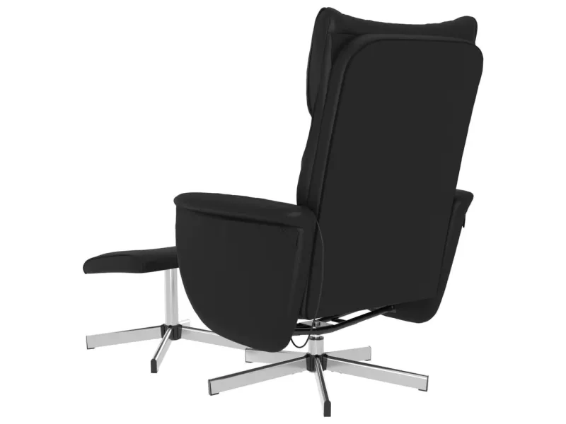 Fauteuil inclinable de massage avec repose-pied noir similicuir