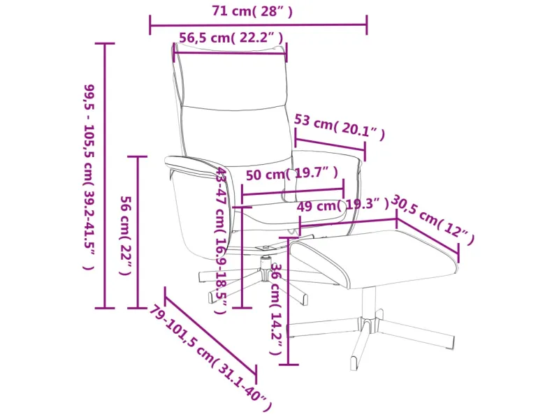 Fauteuil inclinable de massage avec repose-pied noir similicuir