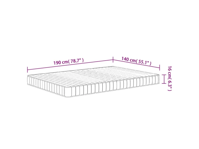 Matelas en mousse moyennement doux 140x190 cm