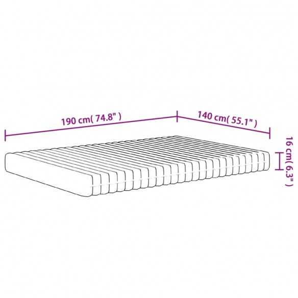 Matelas en mousse moyennement doux 140x190 cm