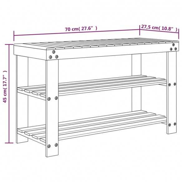 Étagère à chaussures 3 niveaux 70x27,5x45 cm bambou