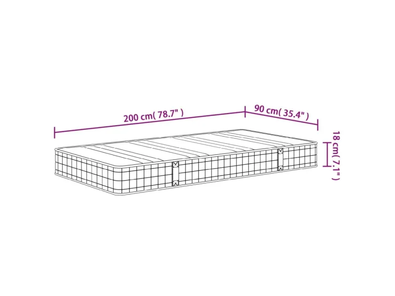 Matelas à ressorts bonnell moyen 90x200 cm