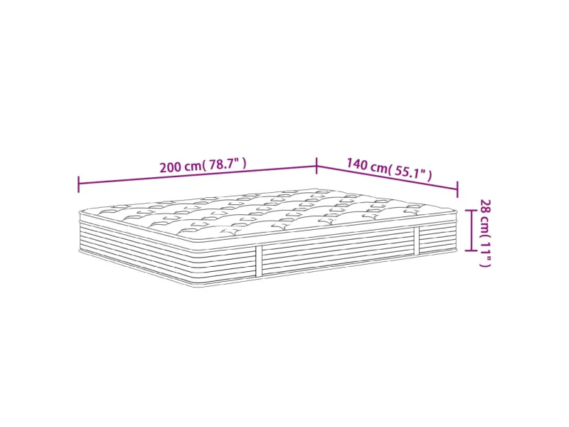 Matelas à ressorts ensachés moyen plus 140x200 cm