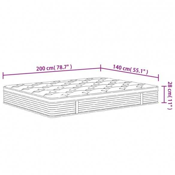 Matelas à ressorts ensachés moyen plus 140x200 cm