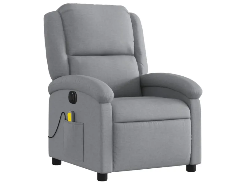 Fauteuil de massage inclinable électrique gris clair tissu