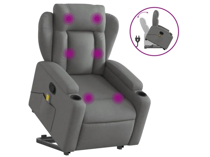 Fauteuil de massage inclinable Gris foncé Tissu