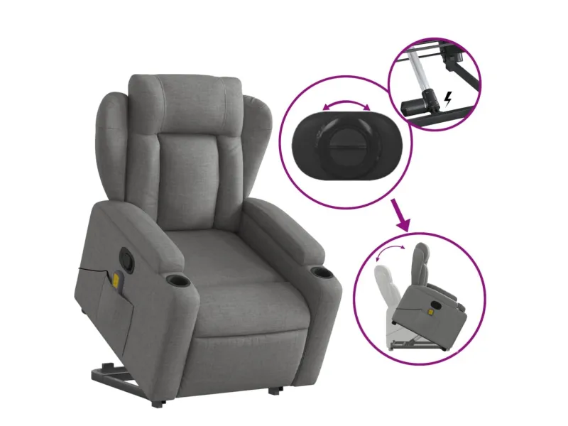 Fauteuil de massage inclinable Gris foncé Tissu