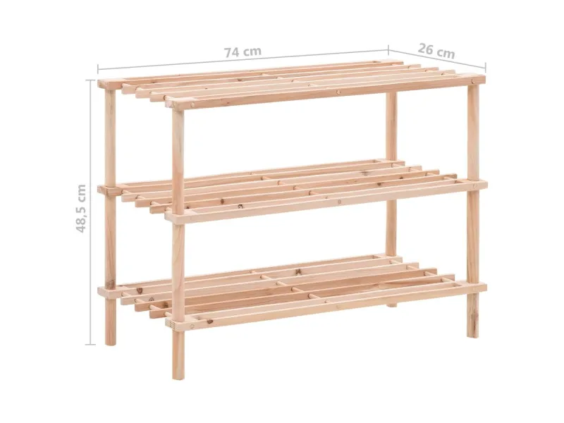 Range-chaussures à 3 étagères Bois de sapin solide