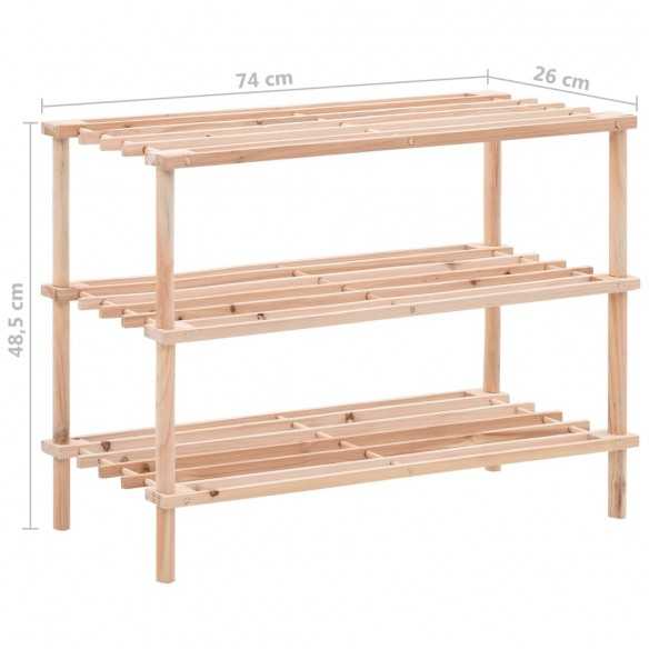 Range-chaussures à 3 étagères Bois de sapin solide