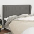 Tête de lit avec oreilles Gris foncé 183x23x118/128 cm Tissu