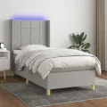 Cadre de lit matelas LED Gris clair 80x200cm Tissu