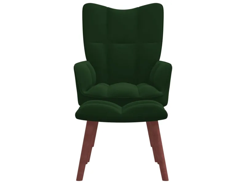 Chaise de relaxation avec repose-pied Vert foncé Velours