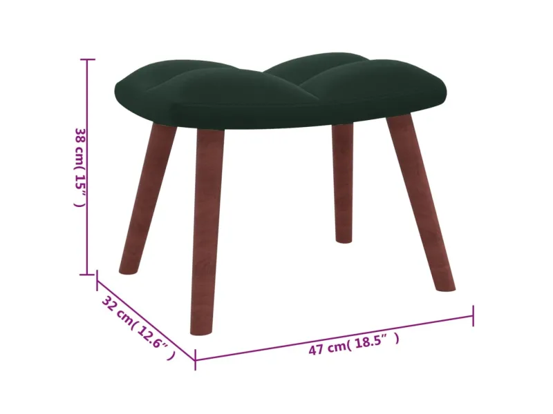 Chaise de relaxation avec repose-pied Vert foncé Velours