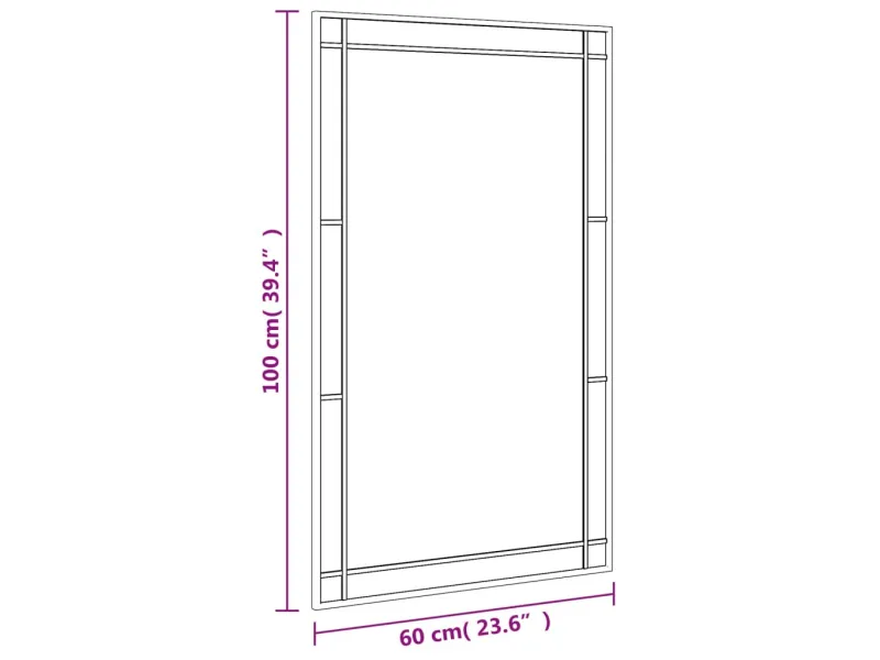 Miroir mural noir 60x100 cm rectangulaire fer