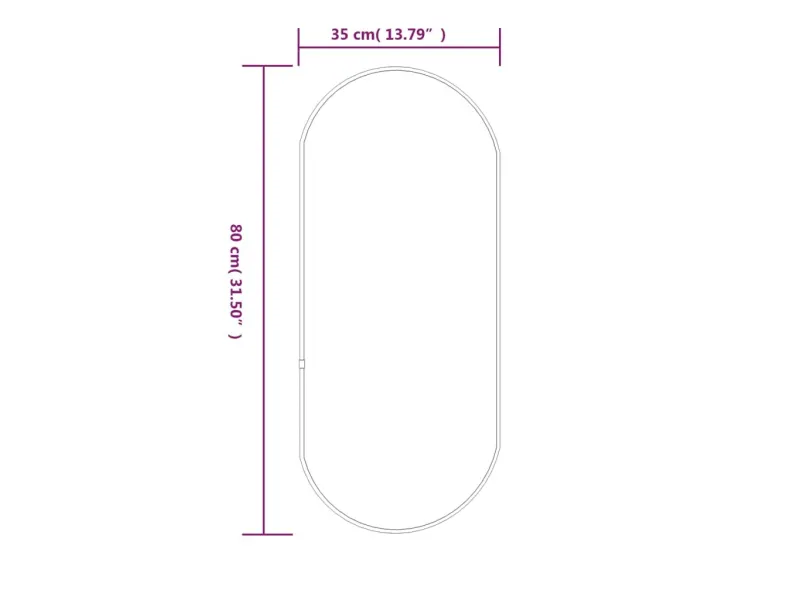 Miroir mural Noir 80x35 cm Ovale