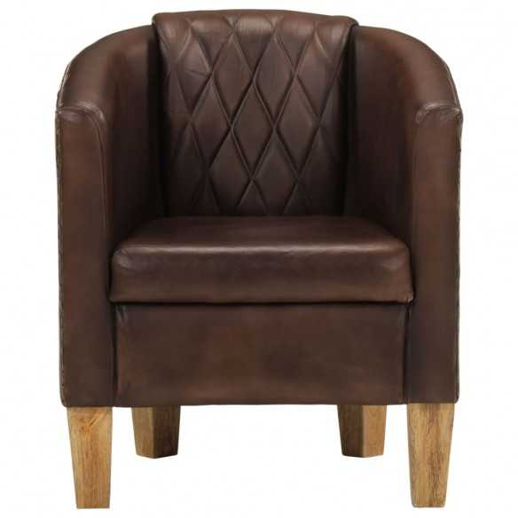 Fauteuil cabriolet marron clair cuir véritable
