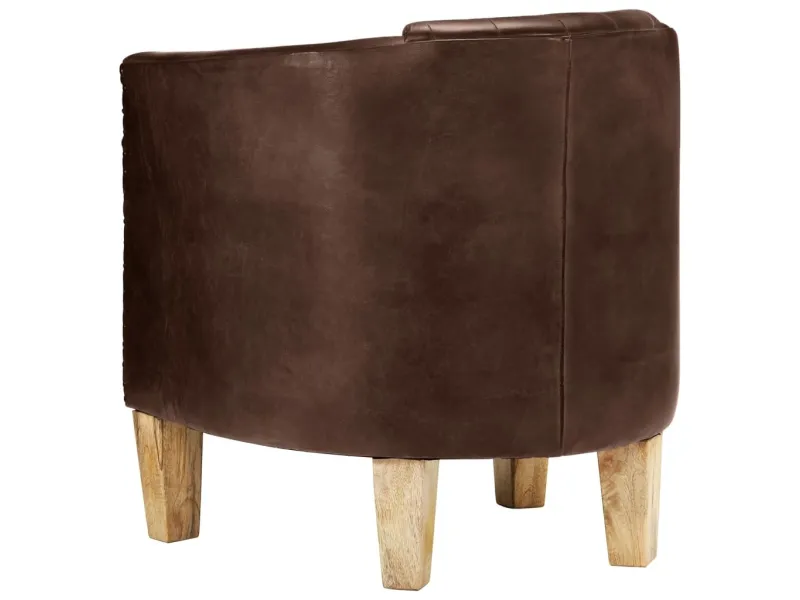 Fauteuil cabriolet marron clair cuir véritable