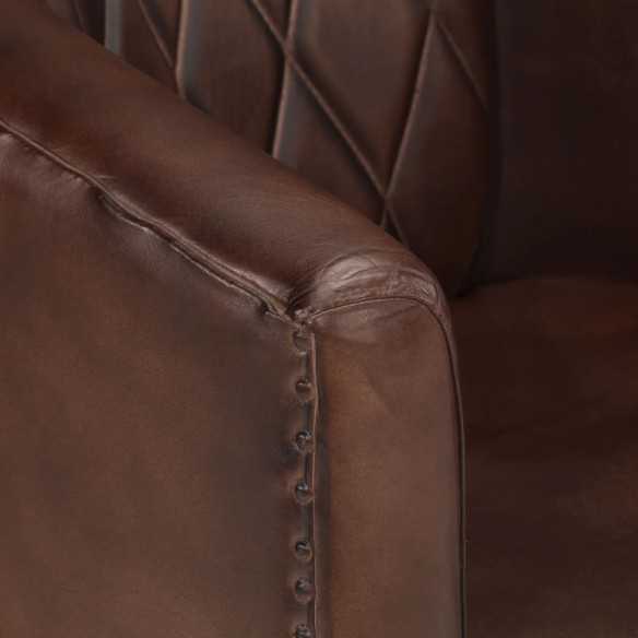 Fauteuil cabriolet marron clair cuir véritable