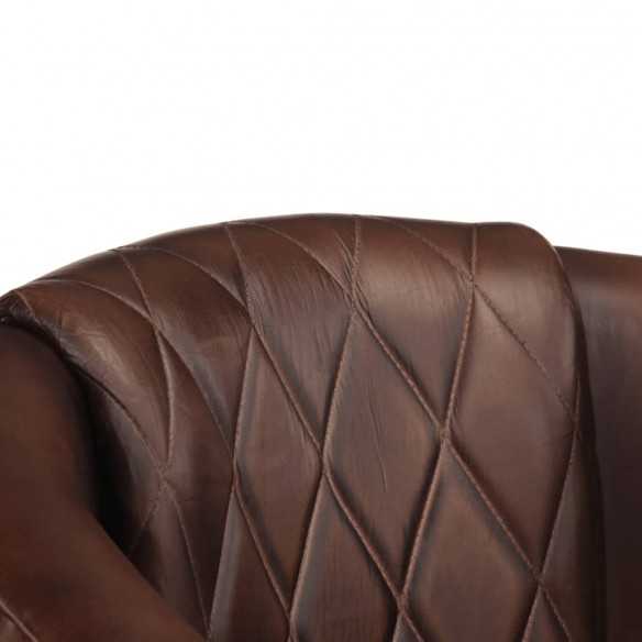 Fauteuil cabriolet marron clair cuir véritable