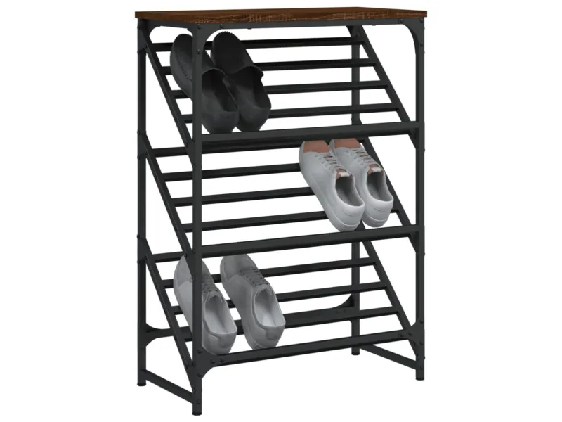 Étagère à chaussures chêne marron 60x30x85 cm bois d'ingénierie