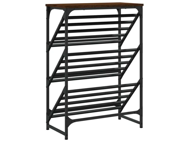 Étagère à chaussures chêne marron 60x30x85 cm bois d'ingénierie