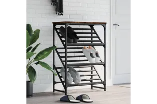 Étagère à chaussures chêne fumé 60x30x85 cm bois d'ingénierie