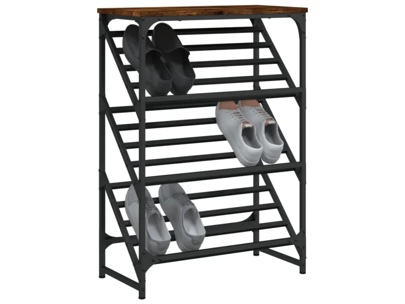Étagère à chaussures chêne fumé 60x30x85 cm bois d'ingénierie