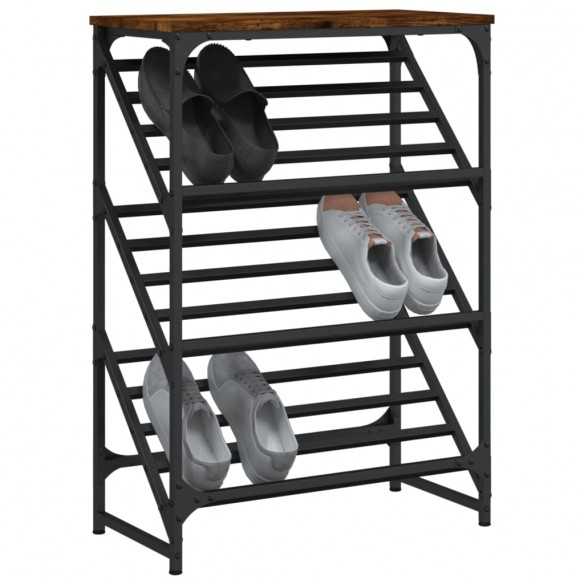 Étagère à chaussures chêne fumé 60x30x85 cm bois d'ingénierie