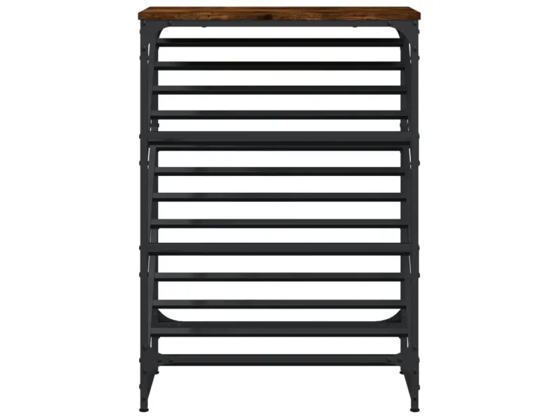 Étagère à chaussures chêne fumé 60x30x85 cm bois d'ingénierie