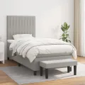 Cadre de lit avec matelas Gris clair 80x200 cm Tissu