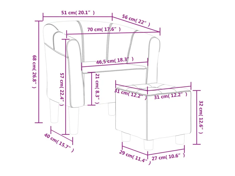 Fauteuil cabriolet avec repose-pied gris foncé tissu