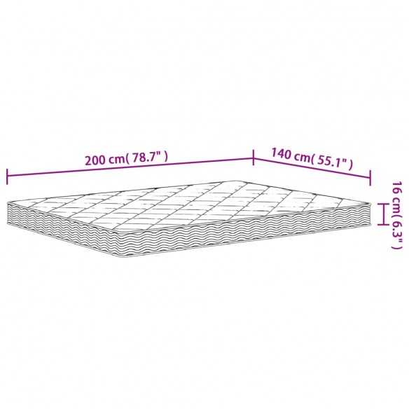 Matelas en mousse moyennement doux 140x200 cm