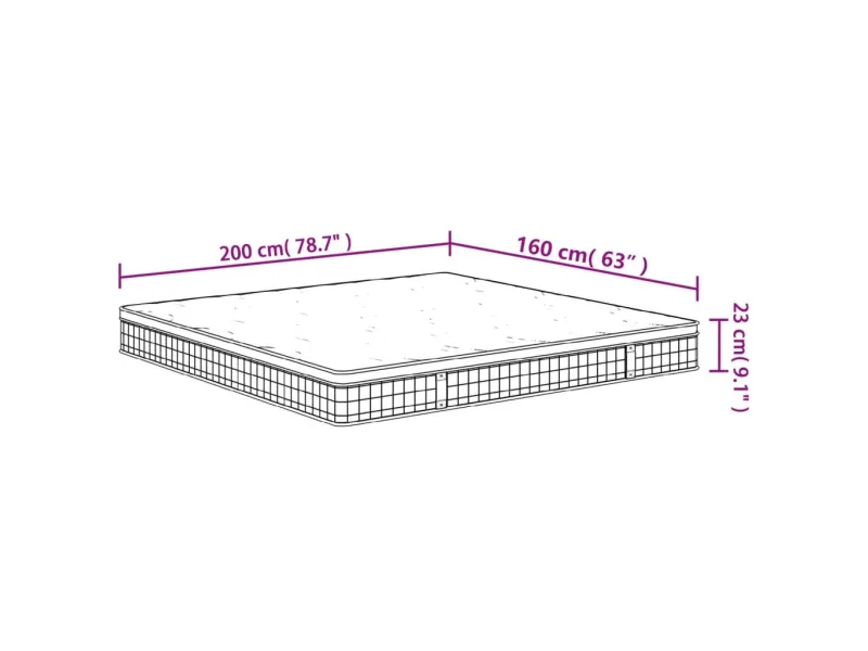 Matelas à ressorts bonnell moyen 160x200 cm