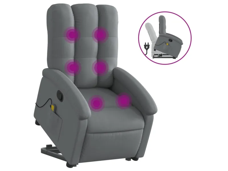 Fauteuil de massage inclinable Gris foncé Tissu