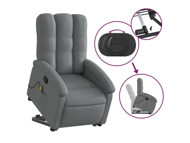 Fauteuil de massage inclinable Gris foncé Tissu