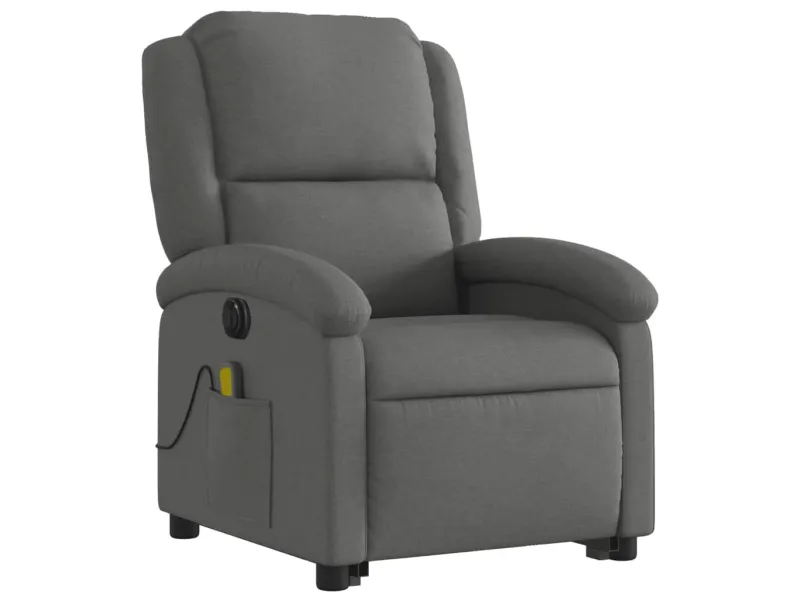 Fauteuil inclinable de massage électrique Gris foncé Tissu