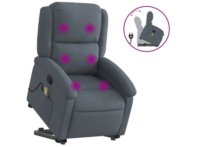 Fauteuil de massage inclinable Gris foncé Velours