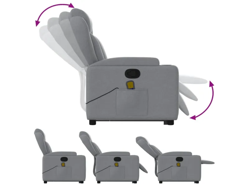 Fauteuil de massage inclinable Gris clair Tissu