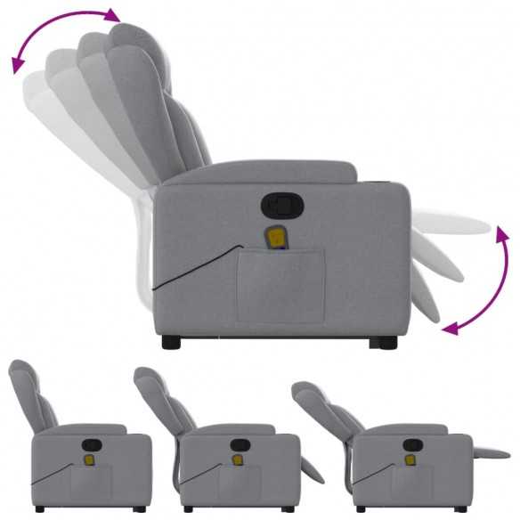 Fauteuil de massage inclinable Gris clair Tissu