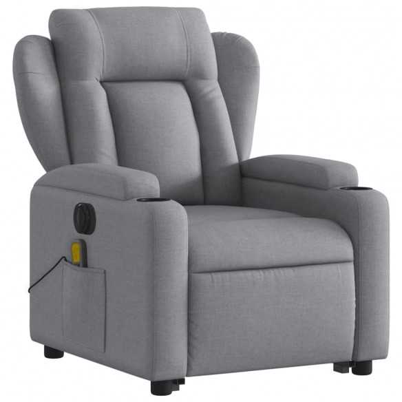 Fauteuil inclinable de massage électrique Gris clair Tissu