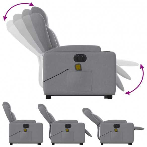 Fauteuil inclinable de massage électrique Gris clair Tissu