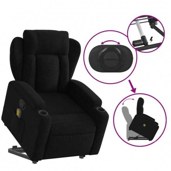 Fauteuil de massage inclinable Noir Tissu