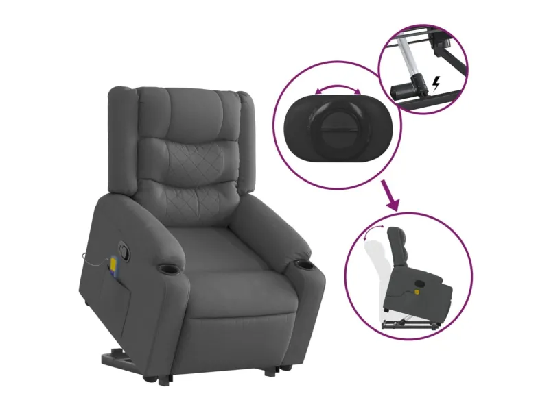 Fauteuil de massage inclinable Gris foncé Tissu