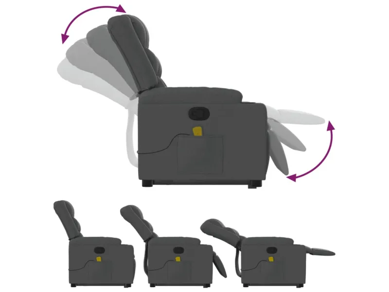 Fauteuil de massage inclinable Gris foncé Tissu