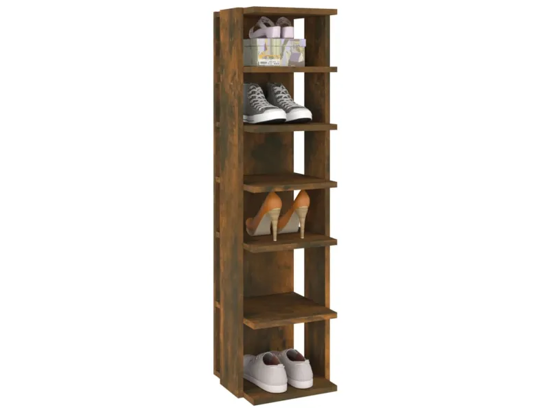 Étagère à chaussures Chêne fumé 27,5x27x102cm Bois d'ingénierie